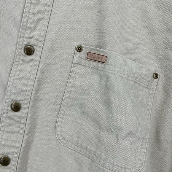 VTG y2k Men's Carhartt Canvas Flannel Lined Snap Button Shirt Jacket 2XL S96STN - Picture 3 of 7